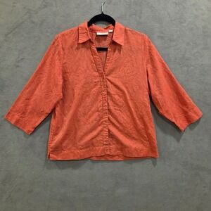 Studio Works Button Down Shirt Collared Women's Petite Large Floral Office